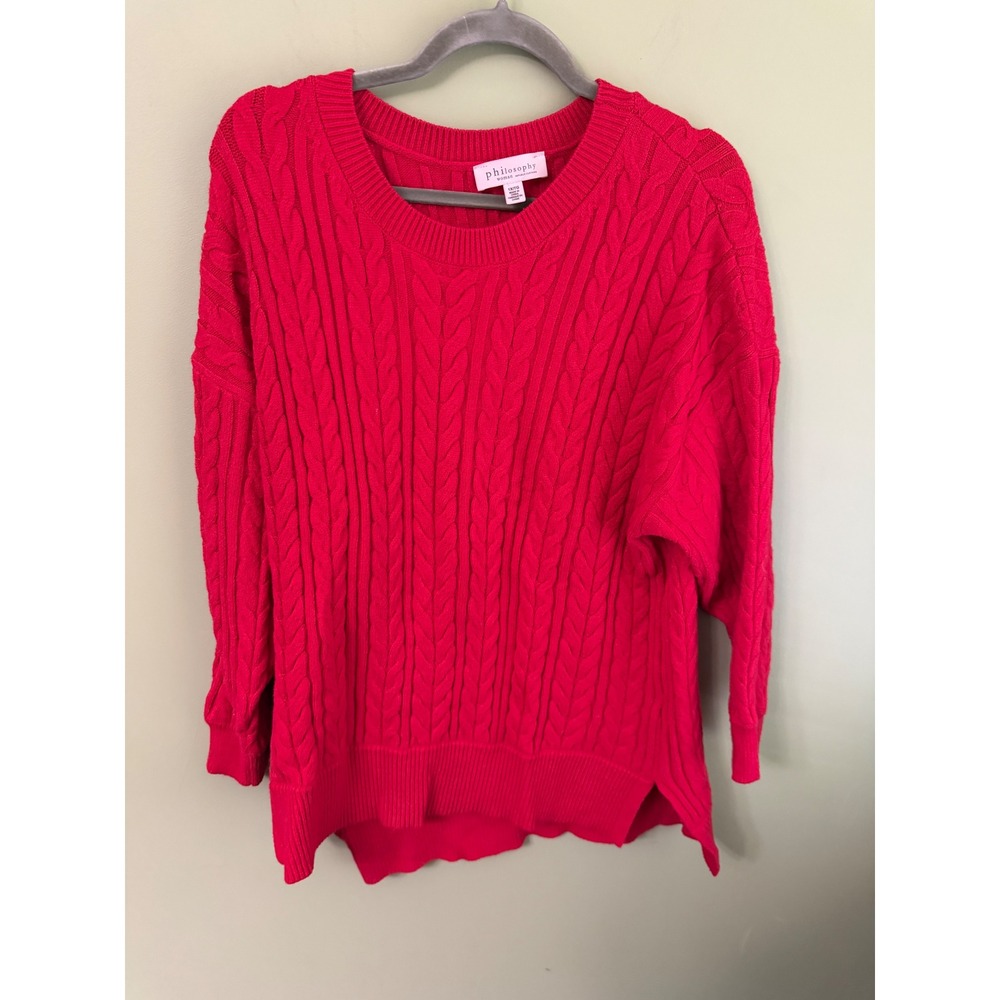Philosophy Republic Clothing Red Cable Knit Sweater Fisherman Sz 1X Nautical